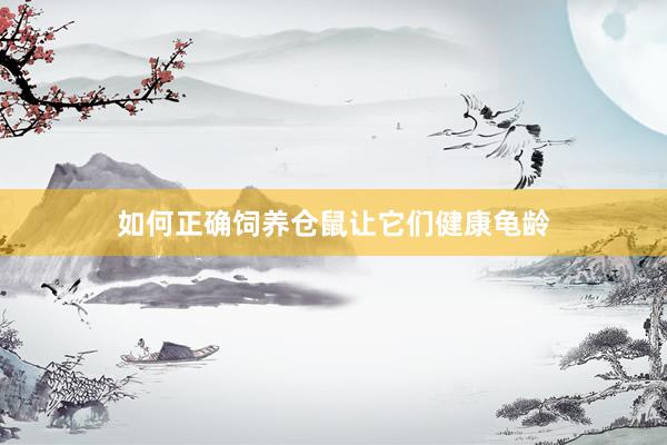 如何正确饲养仓鼠让它们健康龟龄